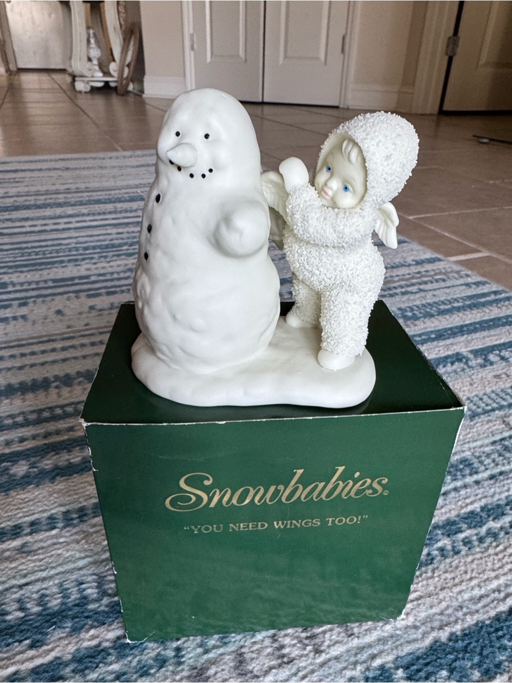Snowbabies you need wings too!White Snowman and Child Figurine